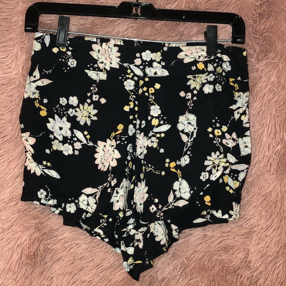 Black floral shorts